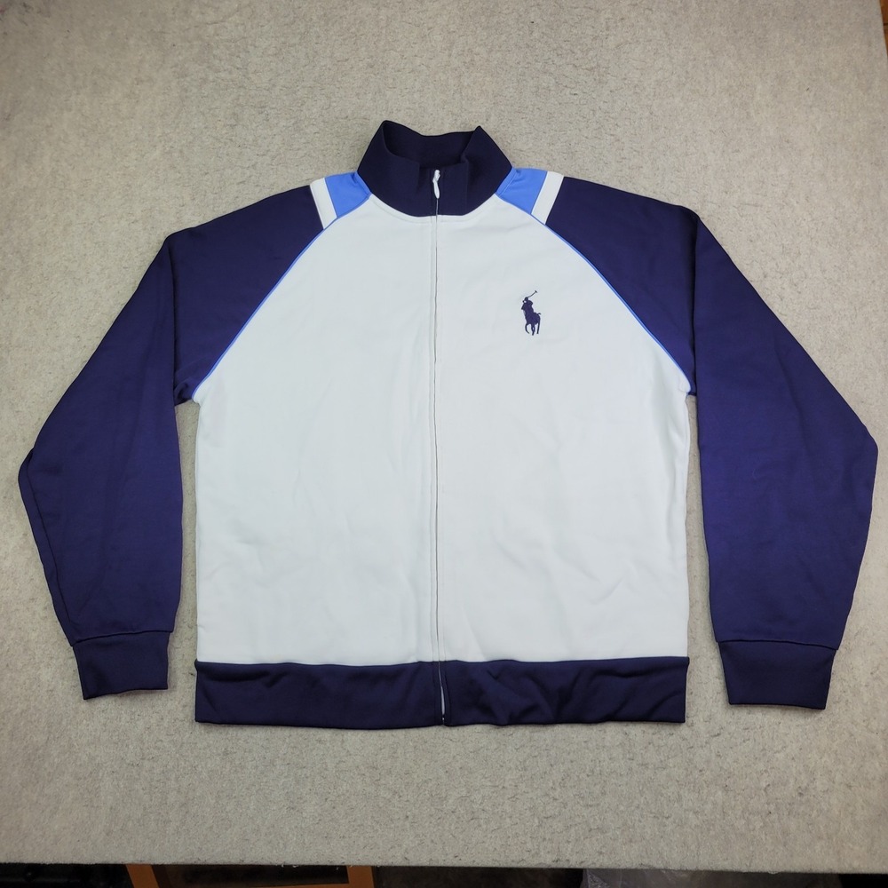 Polo by Ralph Lauren White and Navy Performance Track Jacket